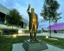 Gudinski Memorial Statue outside Rod Laver Arena with outdoor lighting control surrounding